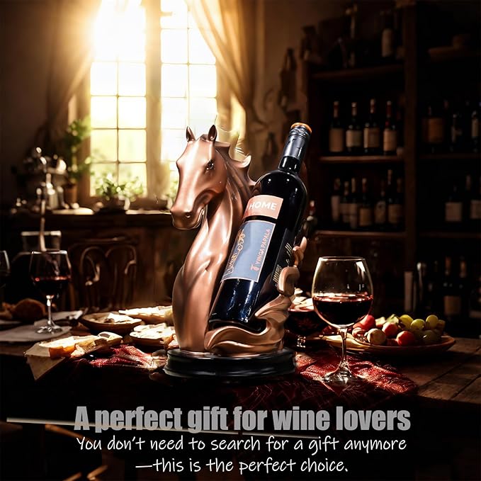 Wine Bottle Holder Wine Racks Tabletop Horse Statue as Home Kitchen Wine Cellar Decorative Storage Organizer, Whimsical Decor Horse Decor Horse Wine Lovers Gifts for Women (Bronze)