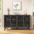 Scurrty 52" Buffet Cabinet with Storage,Sideboard with 4 Doors, Skeletonized Coffee Bar with Storage, Sideboard Cabinet for Dinning Room, Kitchen & Living Room (Black)