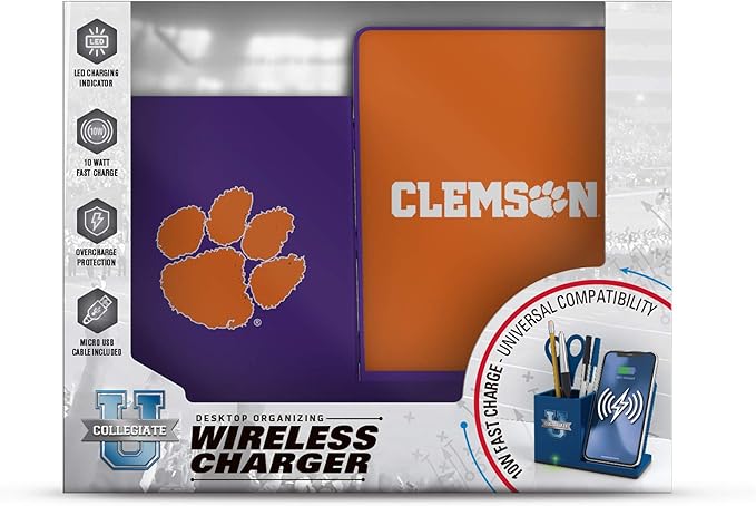 SOAR NCAA Unisex Cell Phone Wireless Charging Stand and Desktop Organizer