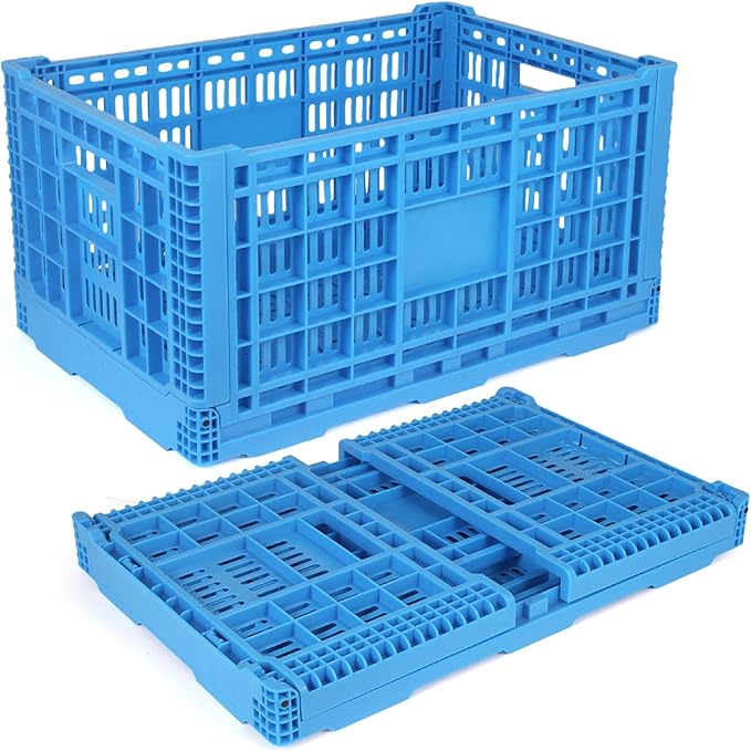72L Collapsible Milk Crates with Handles, Plastic Storage Crates, Milk Crates for Storage, Foldable Storage Crate for Organizing, Grocery & Camping (1 pack) (23.6 "L × 15.7" W × 11.82 "H)