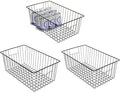 Freezer Organizer Bins - 3 Pack Stand Up Freezer Baskets for 16，17，21 cu.ft Upright Freezer, Wire Storage Baskets with Built-in Handles, Easy to Access Frozen Food Allow Air Circulation, Black