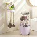 360 Rotating Makeup Brush Holder Organizer, Purple Plastic Cosmetic Organizer with Cleaning & Drying Function, Makeup Brush Holder for Vanity, Desktop, Bathroom