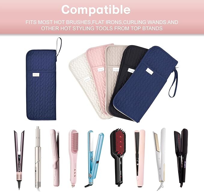 Hot Tools Organizer Heat Resistant Mat Case Hair Tools Holder Travel Bag Portable Hair Styling Tools Cover Pouch for Curling Iron,Flat Iron,Hair Straightener (Blue)
