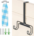 Ironing Board Holder Wall Mount, Over The Door Ironing Board Holder, Over The Door Or Wall Mount Ironing Board Hanger for Y & T Leg Iron Boards (Black)