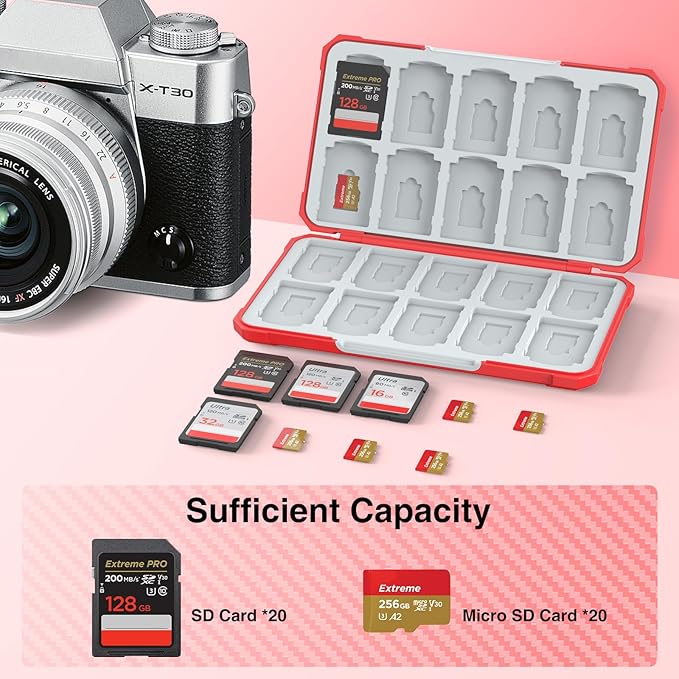 HEIYING Memory Card Case for SD/TF Cards,Portable SD Card Holder Storage Case Compatible with 20 SDXC SDHC and 20 TF Cards Slots
