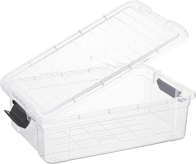 Superio Clear Storage Boxes with Lids, 13.7 Quart Plastic Container Bins for Organizing, Stackable Crates, BPA Free, Non Toxic, Odor Free, Organizers for Home, Office and Dorm, 6 Pack