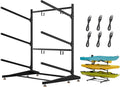 Kayak Storage Rack, Adjustable Outdoor Canoe Rack, Reinforced, Thickened, and and Enhanced Rust Resistance, Holds 330 lbs, for Safe Dock and Outdoor Kayak Storage(3-Tier, Black)