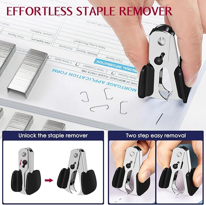 Metal Stapler Heavy Duty 50 Sheet Capacity with 1750 Staples and Staple Remover, Full Strip Staplers for Desk, No Jam, Non-Slip for Office & Classroom, Blue