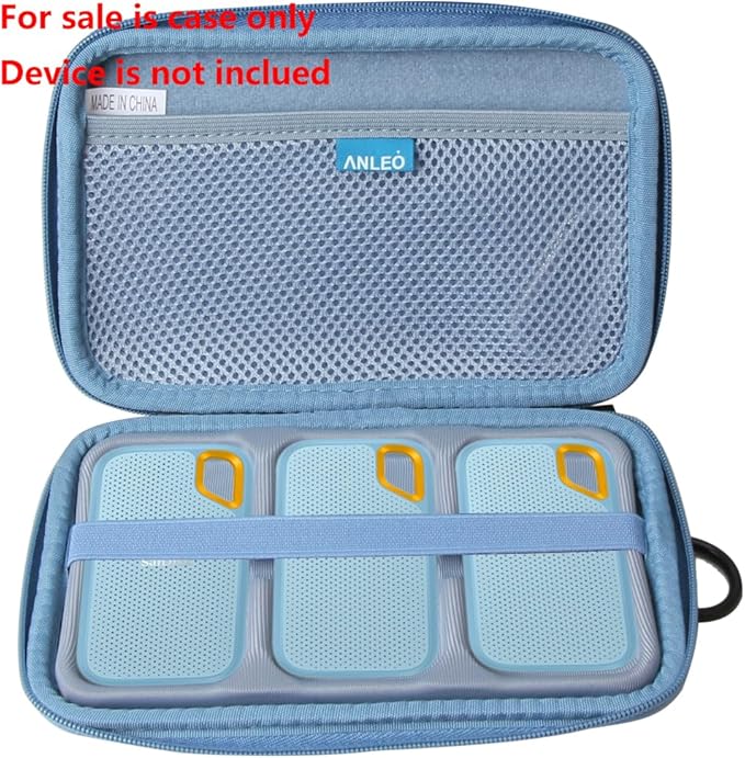 Anleo Hard Travel Case for SanDisk 500GB / 250GB / 1TB / 2TB Extreme Portable SSD (Sky Blue, Case for 3 Hard Drives)