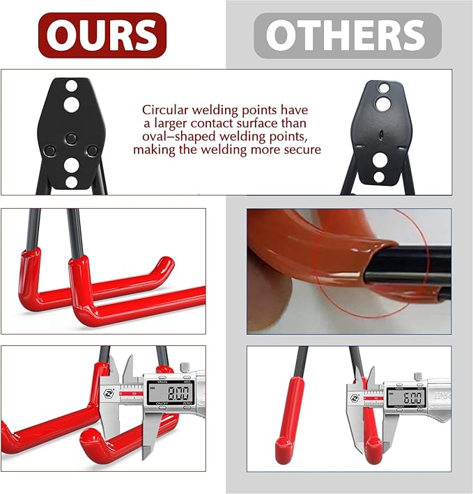 3-H Garage Wall Hooks 34 Pack, Garage Hooks Heavy Duty with Extra Welding Spots, Garage Organizer for Garden, Lawn, Chairs, Ladders, WeedEater, Shovel (Red)