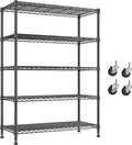 REIBII 1653LBS Storage Shelves with Wheels,76.1" H Metal Shelving 5-Tire Adjustable Wire Shelving Pantry Shelves for Garage Shelving, Pantry, Kitchen, Closet, Commercial,15.7" D x 35.4" Wx76.1 H