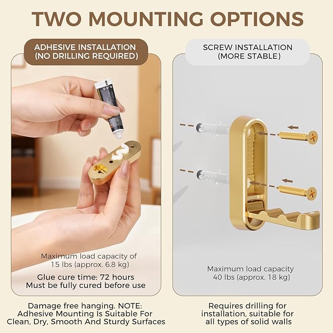 4-Pack Heavy Duty Zinc Alloy Folding Wall Hooks for Bathroom, Kitchen, Entryway, Closet - Space-Saving Design Holds Coats, Towels, Backpacks, Hats, Keys (Gold)