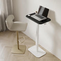 Ergohome™ ELEVANCE Table™ Height Adjustable Side Table for Couch or Bed, Laptop Table - Small End Table Office Coffee Table - C-Shaped Sofa Side Table with Multi-Function (White Base Carbon Top)