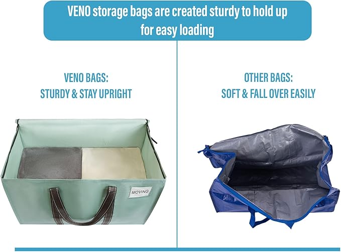 VENO 2 Pack Moving Bags and Large Christmas Storage Bins with lids. Alternative to Moving Boxes, Packing Supplies for College. Extra Large Heavy Duty Totes for Packaging (Shiny Light Green, 2 Pack)