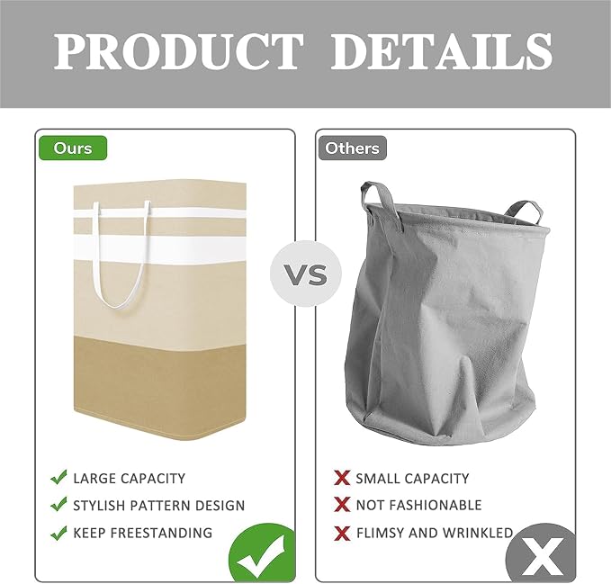 2-Pack Foldable Laundry Basket,Large Laundry Baskets with Handles,Waterproof Laundry Hamper,Collapsible Laundry Hampers for Clothes Organizer 80L (Black&Beige)