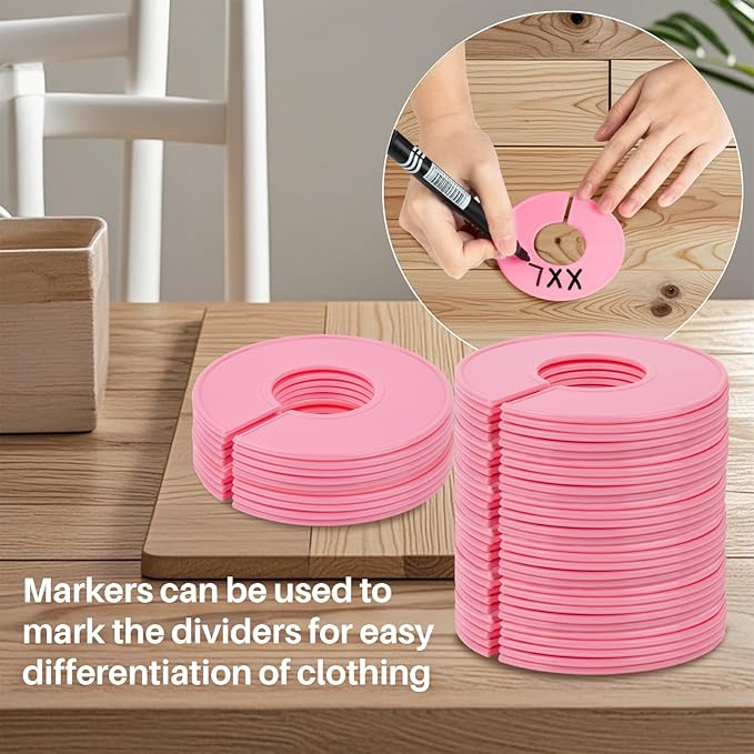 Sukh Closet Dividers 30pcs - Plastic Clothes Organizer Shelf Tags Labels for Clothing Rack Wardrobe Store Warehouse Nursery Must Haves Boutique Supplies Sturdy Durable Flexible No Burrs (Pink)