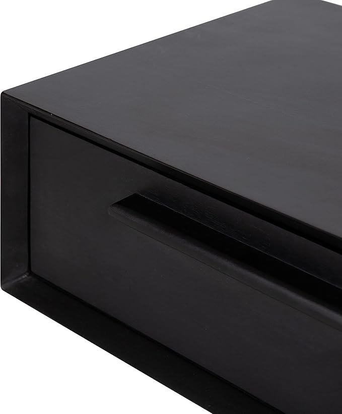 Kate and Laurel McCutcheon Floating Wood Storage Shelf, 18 x 12 x 6, Black, Decorative Transitional Floating Bedroom Nightstand with a Concealed Cubby Compartment