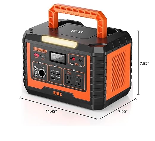 EBL Portable Power Station 1000W, Camping Solar Generator 270000mAh with 110V AC Outlet, PD 60W Fast Charging For Home Camping Emergency Backup
