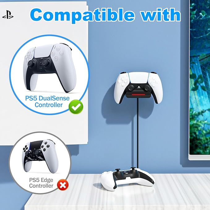 REEYEAR PS5 Controller Wall Mount Charger Dock with 3.3Ft Cord,Charging Station Holder fits for PS5 Pro Wireless Controller with LED Indicators Fast Charging Speed Cable,Space Saving
