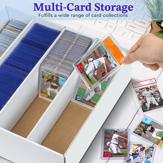 4 Pack Trading Card Storage Box - 4 Rows, Cardboard Storage Box holds 900+ Top Loaders, Graded Card Holder Organizer Case fits PSA/HGA Slabs