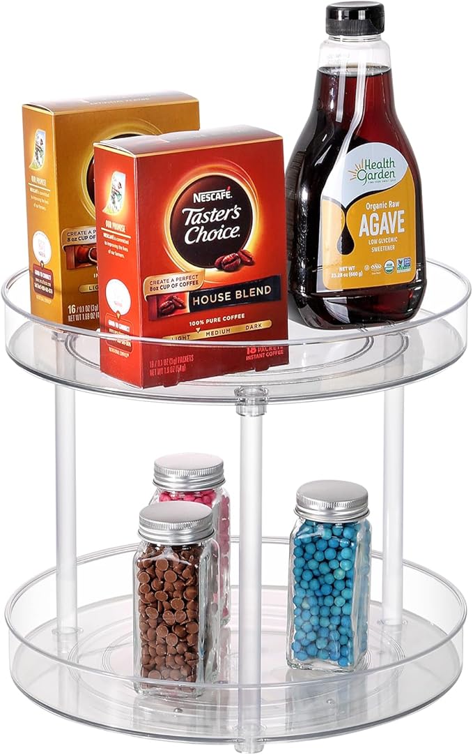Clear Lazy Susan Turntable Organizer, Rotating Spice Rack Kitchen Pantry Organization and Storage, Medicine Cabinet Organizer, Cosmetic Makeup Organizer for Vanity, Perfume, Bathroom, Refrigerator