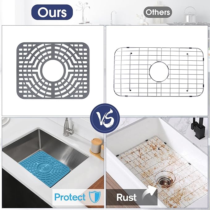 Silicone Sink Protector for Kitchen Sink 12“x16" – Flexible Sink Mat, Heat Resistant Grid, Non-Slip Rack, Easy to Clean Dishwasher Safe – Fits Farmhouse, Single & Double Bowl Sinks