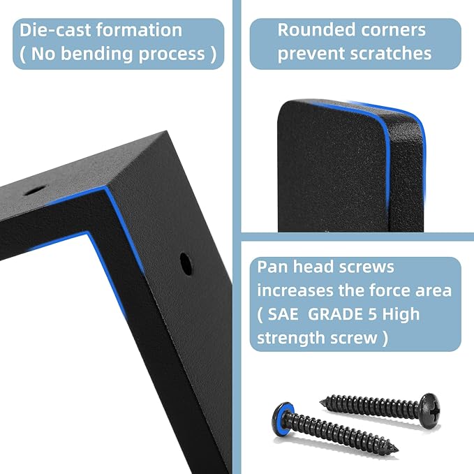 8"x 4"Shelf Brackets, die-cast Formation, Vertical Angle, Premium Alloy Metal Heavy Duty Shelf Bracket, high Strength Mounting Hardware Included, Corner Brace Joint,Pack of 4 ,8 INCH x4 INCH(No Beam)