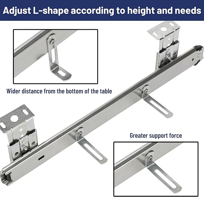 14" Keyboard Slide Heavy Duty Ball Bearing Slides Computer Tray Under Desk Rails Rack Cabinet Furniture Drawer Hardware Accessories with Adjustable Height Bracket & L Extension Support Bracket(Sliver)