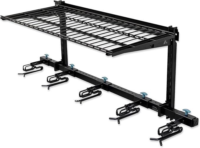 StoreYourBoard Lone Peak Ski Storage Rack and Wall Shelf, Holds 5 Pairs of Skis and Poles, Supports 300 lbs, 46 in x 13.75 in x 16 in