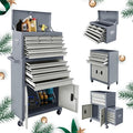 13-Drawer Rolling Tool Chest with Double Doors, 2 in 1 Detachable Rolling Tool Chest with Drawers, Mobile Tool Cabinet Combo, Metal Large Lockable Tool Box for Garage Workshop (Gray)