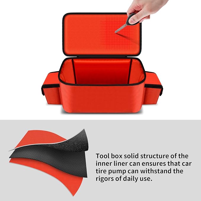 Air Compressor Bag Compatible with Milwaukee M18 Inflator 2848-20/2771-20, Air Pump Carrying Box for Milwaukee Tools,Storage Holder for 18V 3.0/4.0/5.0/6.0/6.5/7.0/8.0Ah Battery (Case Only)-Red