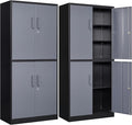 Metal Storage Cabinets with Doors and Shelves,71" Metal Garage Storage Cabinet with Lock,Gray Steel Cabinet with Locking Doors,4 Door Lockable Storage Cabinets for Garage,Home,Office