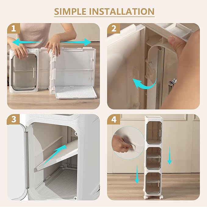 5-Tier Tall Narrow Storage Cabinet, Slim Bathroom Storage Cabinet with Adjustable Shelves and Wheels, Narrow Organizer for Small Space, Bathroom, Kitchen, Laundry