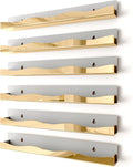 YMVV Wall-Mounted Nail Polish Organizer Rack - 15-Inch Gold Mirror Finish Nail Polish Shelf, Makeup & Beauty Essentials Storage - Multi-Purpose Display Holder for Small Space, Vanity Bathroom, 6 Pack
