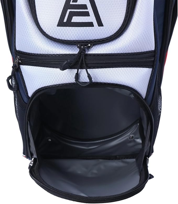 ASK ECHO T-Lock Golf Cart Bag with 14 Way Organizer Divider Top, Premium Cart Bag with Handles and Rain Cover for Men
