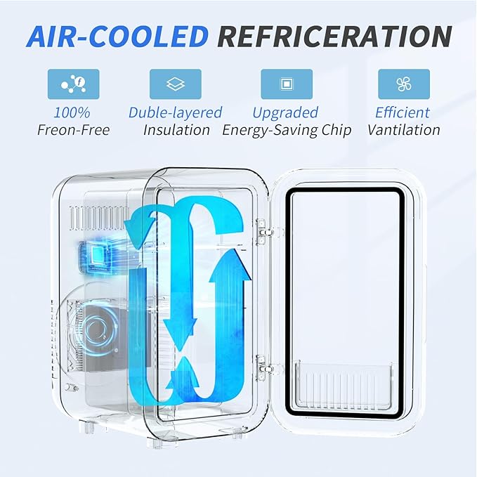 Mini Fridge, 6 Liter/8 Can 110V AC/DC Portable Thermoelectric Cooler Refrigerators for Bedroom, Personal Skin Care Fridge for Cosmetics, Drink, Milk, Office, Dorm Room and Car, White