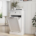 Tilt Out Laundry Hamper Cabinet,10 Gallon Laundry Cabinet with Drawers ＆ Hidden Baskets, Farmhouse Laundry Storage Basket for Laundry Room, Bathroom, Kitchen, White