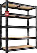 REIBII 2020LBS Storage Shelves 5 Tier Garage Shelving Heavy Duty Adjustable Garage Shelves, Utility Rack Shelf, Shelving Units for Storage Warehouse Pantry Closet, 35.5" W x 11.9" D x 72" H, Black
