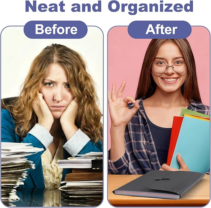 File Organizer, 13-Pocket Expanding Folder + Large Accordion Divider | Great for Home, Office, Travel & Classroom