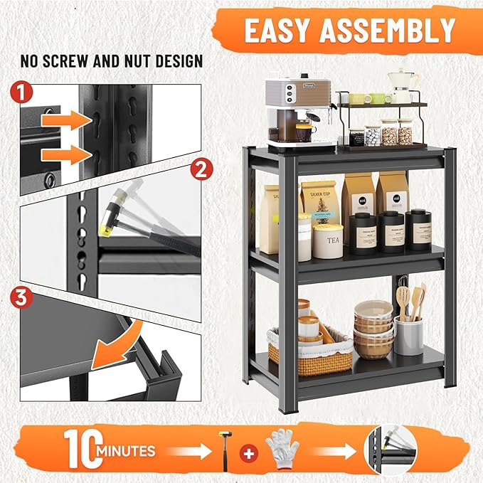 Garage Storage Shelves,5 Tier Shelving Unit, 40 inch Wide, 18” Deep, 78” Tall Organizer Metal Shelf for Basement/Laundry/Pantry Heavy Duty, Adjustable,Easy to Install (3Tier-27.6"W X12"DX32"H)