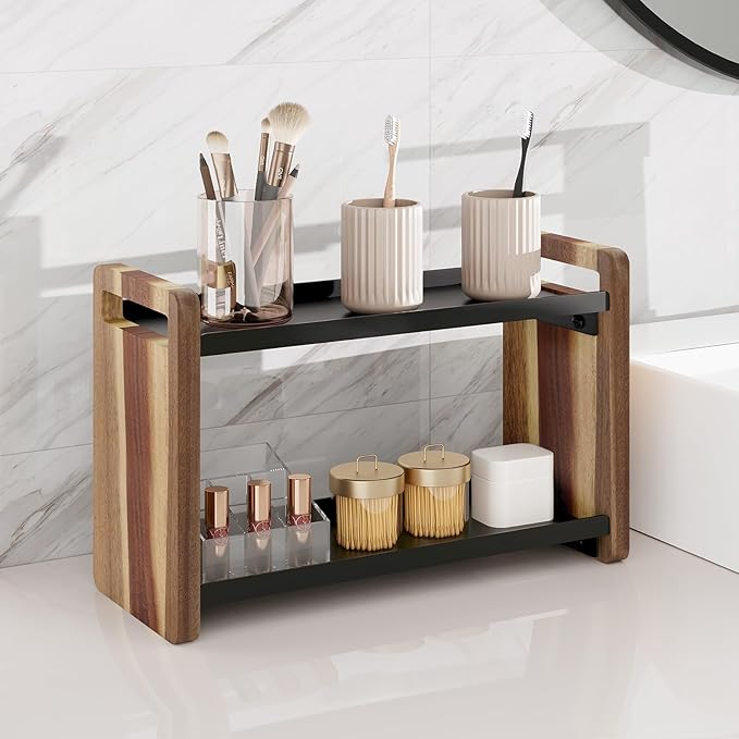 Bathroom Counter Organizer,Bathroom Counter Shelf,Bathrooms Organizers,Under Sink Organizer,Cologne Organizer for Men,Cologne Stand,Spice Rack,Cabinet Organizers(Brown 2 Tier)