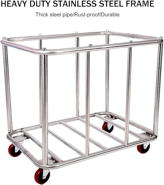 105 Gal Rolling Laundry Basket, Commercial 400L Large Capacity Heavy Duty Clothing Laundry Cart with Stainless Steel Frame and Removable Bag
