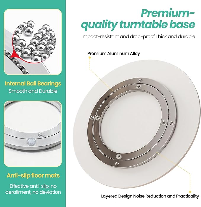 31.5" Lazy Susan Turntable – 360° Sinteredstone Silent Anti-Slip Turntable, Table Top Centerpiece for Kitchen, Pantry, Spice Rack, Refrigerator & Dining Table, White
