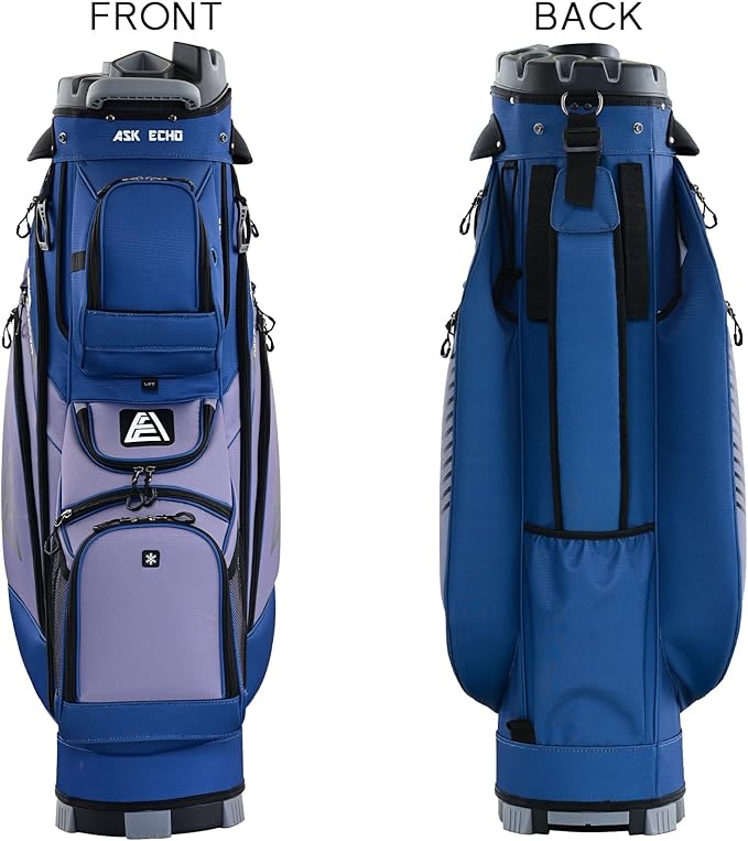 ASK ECHO 2024 T-Lock Golf Cart Bag with 14 Way Organizer Divider Top, Premium Cart Bag with Handles and Rain Cover, for Men