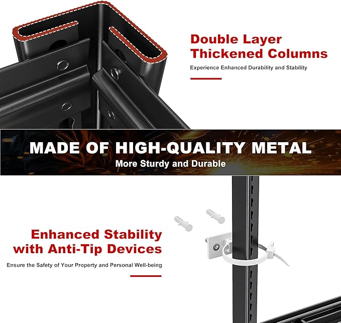 REIBII 3500LBS Garage Shelving, Adjustable Storage Shelves Heavy Duty, 6 Tier Heavy Duty Shelving, Metal Shelving Unit for Warehouse, Basement, Industrial, 55" W x 26" D x 84" H, Black, 4 Pack