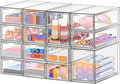 Desk Organizer with 14 Drawers, FODIENS 14 Packs Acrylic Stackable Desktop Storage Drawer Makeup Organizer, Clear Craft Storage Box Cabinets for Office Vanity Countertop Bathroom Bedroom