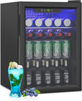 2.6 Cu.Ft Mini Fridge for 95 Cans, Beverage Refrigerator with Glass Door and Digital Display, Small Drink Fridge with Adjustable Shelves for Soda, Beer, or Wine, Compact Fridge for Home Office