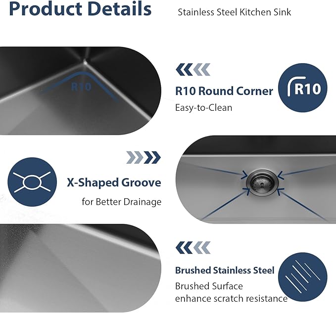 Lordear 32 Undermount Kitchen Sink 32X19 Inch Sinks Ledge Workstation Gunmetal Black 16 Gauge Stainless Steel Single Bowl Under Counter Kitchen Sink Basin with Built- in Accessories