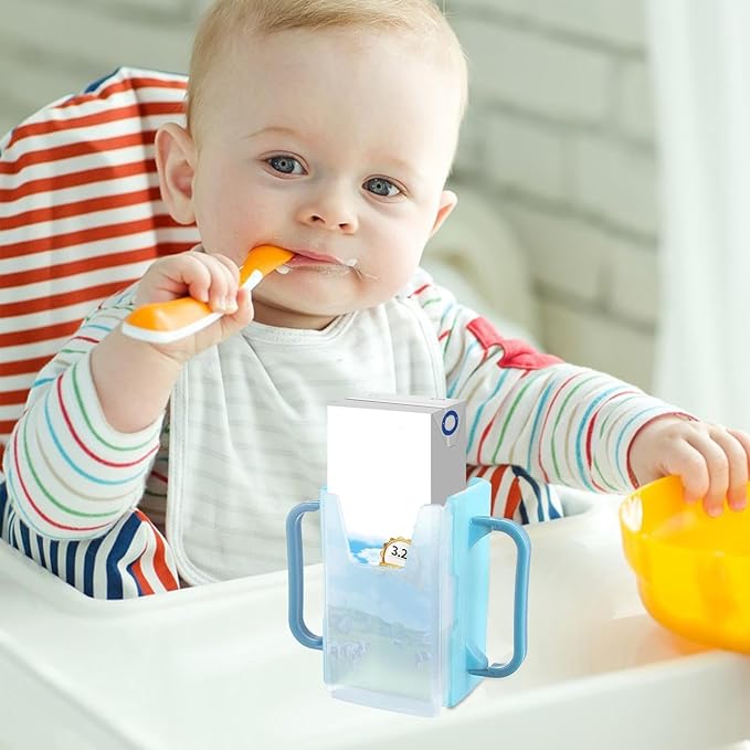 Milk Box Holder - No Squeeze Cup Holder Milk Box, Reusable Juice Bag Holder, Portable Juice Bag Length Adjustable | Juice Bag Holder with Straw Juice, Spill Proof Milk Carton Holder for Home