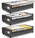 Under Bed Storage with Wheels 3Pack Storage Containers with Clear Window&Label Under Bed Drawers Rolling Under Bed Storage for Clothes,Shoes, Blankets (30.71 x 16.93 x 6.69 in, Dark Grey)